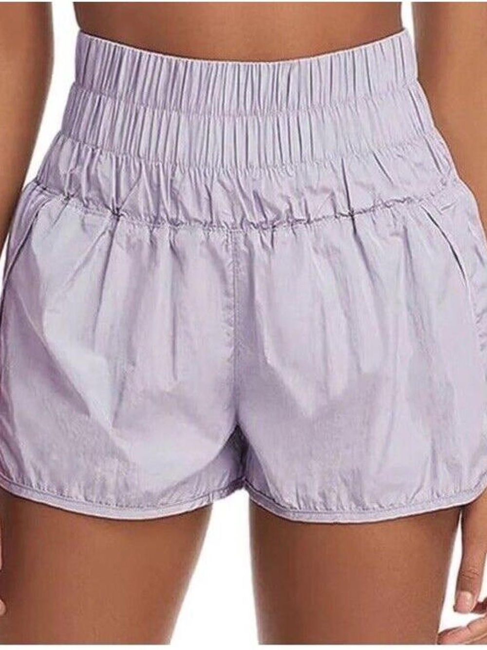 FP Movement The Way Home Lavender / Purple Smocked Waist Athletic Shorts, Large